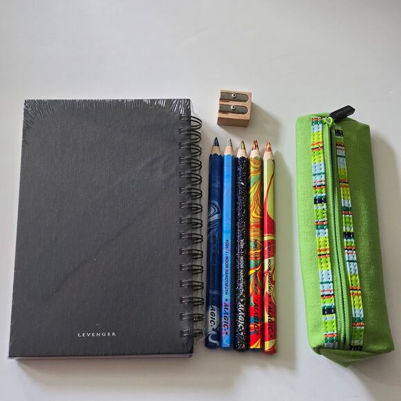NIP Koh-I-Noor Magic FX Pencil Set Levenger Black Sporal Notebook Colored Paper - Picture 1 of 9